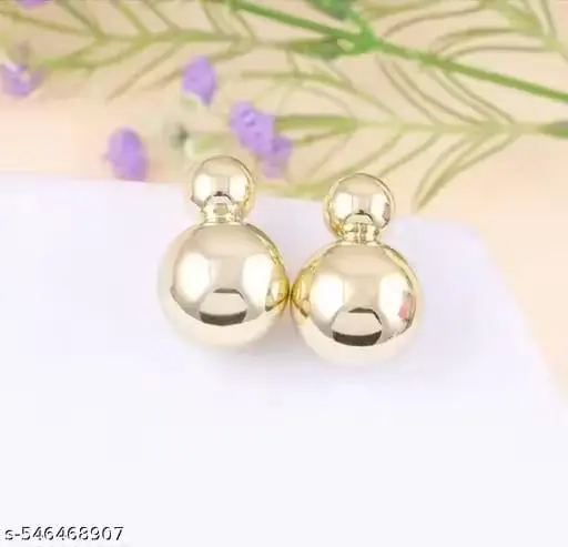 Double Ball Drop Golden Earrings