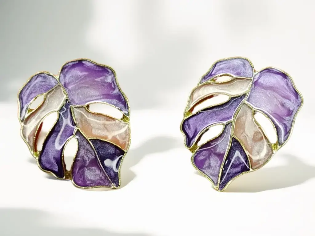 Lureme Gorgeous Colorful Sequin Flower Floral Leaf Stud Earrings