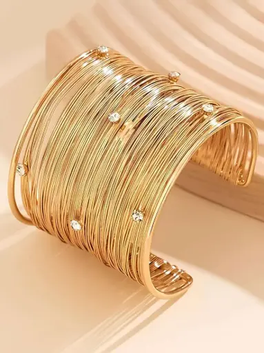 Diamond Antique Golden Cuff Bracelet