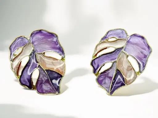 Lureme Gorgeous Colorful Sequin Flower Floral Leaf Stud Earrings